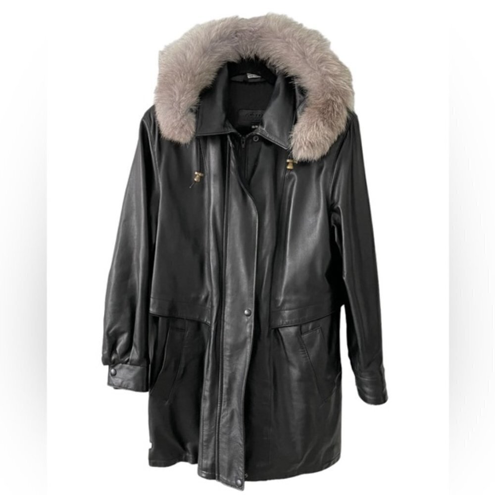 The Olde Hide House Leather Jacket with Removable Fur Trim Hood